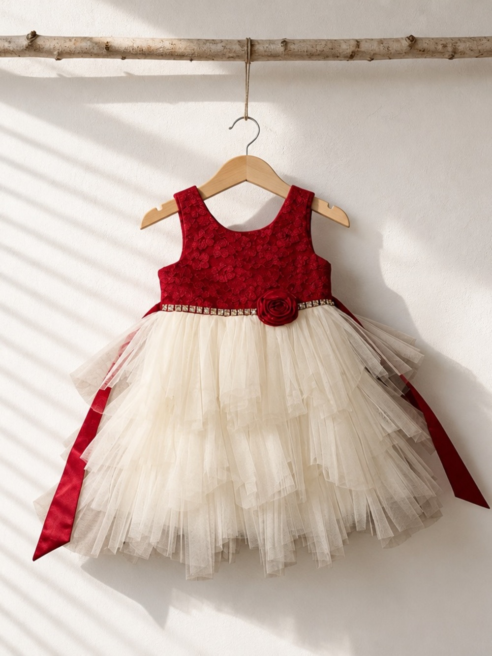 American Princess 2T Red Lace Tulle Dress
